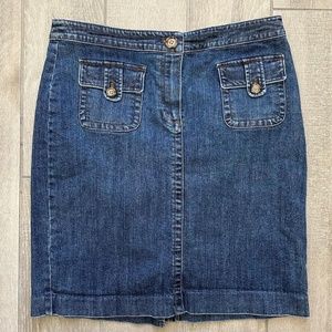 Jones of New York Signature Jean Skirt Blue Denim Stretch with Pockets Size 12
